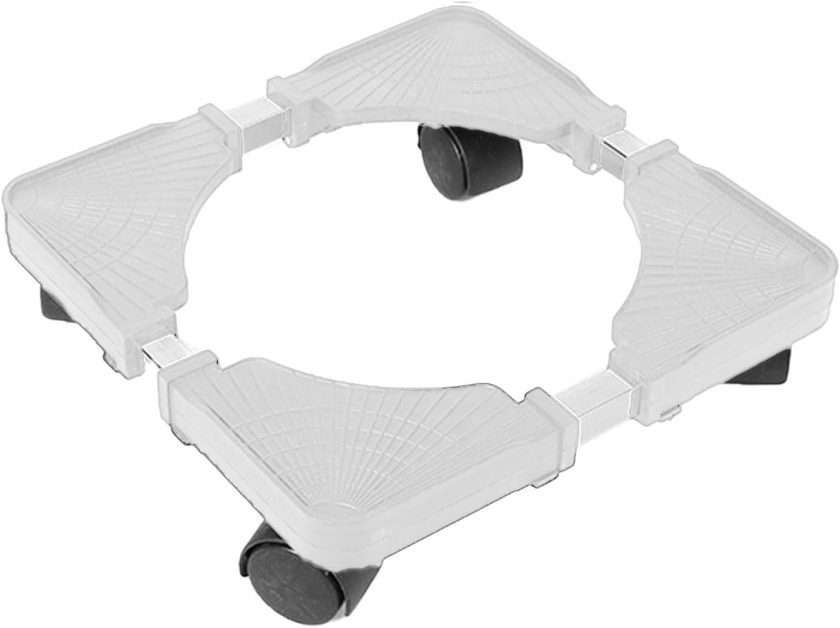 Adjustable Plant Pot Support, Safe Plastic Material and Stable Universal Rolling Rolling Wheels for Internal Use (Black) (White)