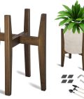 Adjustable Plant Stand, Bamboo Mid Century Modern Indoor Plants Stands, Corner Flower Holder for Living Room, Fits 8 to 12 Inches Pots, (Pot & Plant Not Included)(Walnut, 1 Pack)