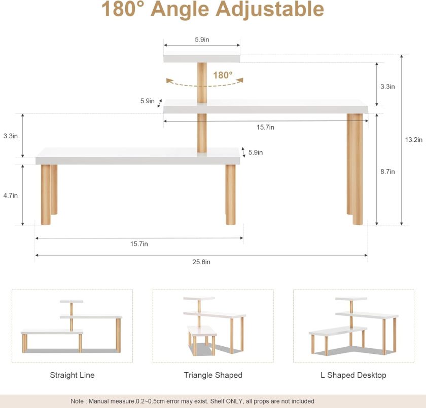 Small Plant Stand Shelf,3 Tiers Wood Long Desktop Flower Pot Holder Racks for Window Sill,Table,Countertop Organizer Display Stand Shelves (Angle Adjustable,White) - Image 2