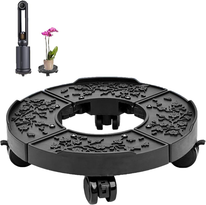 Plant Caddy with Wheels, Adjustable 10.23-13.7 Inch Rolling Plant Stand Plant Roller Tray with Lockable Casters for Flower Pot Outdoor Indoor