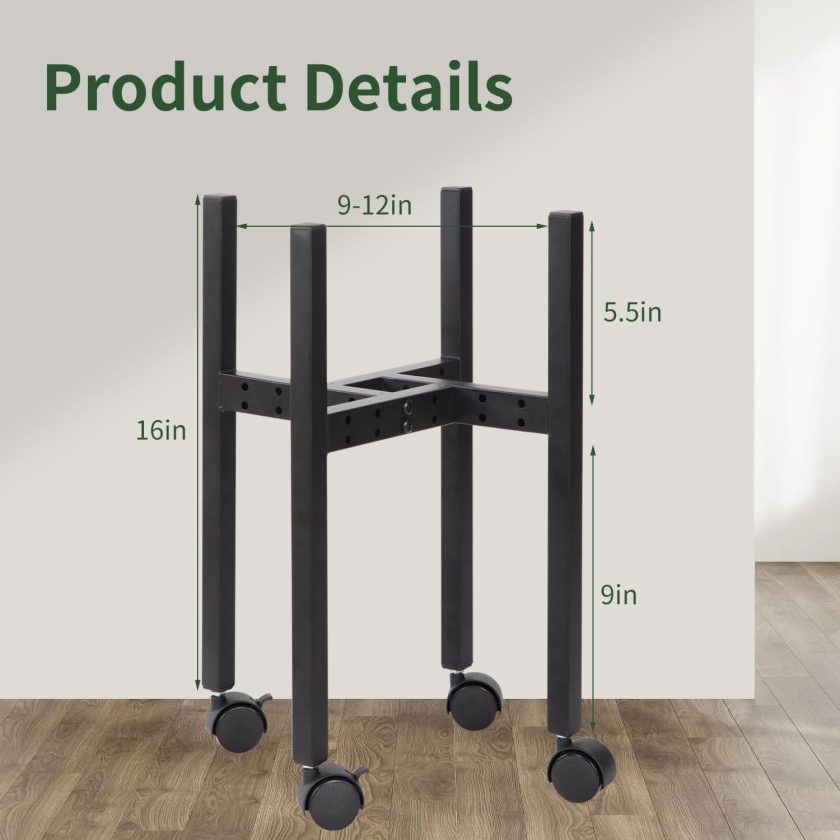 Metal flower pots, flower racks, plant storage containers, with wheels that can be moved, suitable for gardening, home gardens, terraces, etc (Black, 1pcs) - Image 2