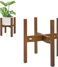 Adjustable Plant Stand Indoor,Bamboo Mid Century Modern Plants Stands, Stable Plant Holder,Fit 8 9 10 11 12 inch Pots (Pot & Plant Not Included)