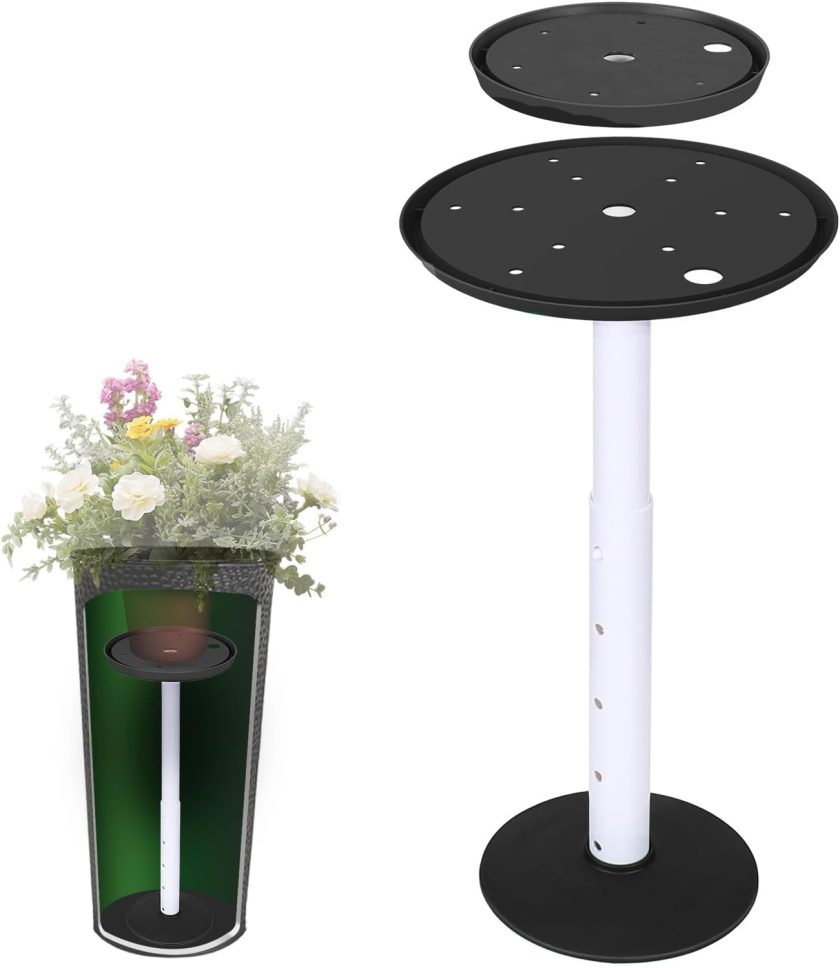 Adjustable Height Planter Inserts for Large Pots, Portable Planter Filler Plant with 21-34" Rise, 6" Base, 8" or 10" Top (Black, Long)