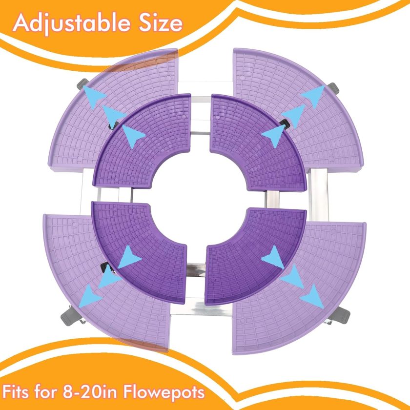 2Packs Heavy Duty Purple Plant Caddy with Wheels, 15-20inch Adjustable Rolling Indoor Plant Stand with Casters, Large Outdoor Plant Dolly Cart for Plants Planter, Flowerpots, Plant Pots - Image 2