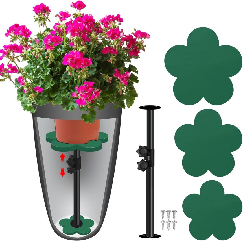 Adjustable Plant Inserts for Large Flower Pot,12-21" Rise Planter Fillers Risers for Inside Pot,Planter Lift Insert for Tall Taper Planters (6" 8" 10" Base or Top)