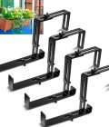 4 Pcs Window Boxes Brackets Adjustable Planter Box Bracket Heavy Duty Deck Railing Hanging Flower Stand for Windowsill Garden Fence Balcony (Black)