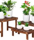 3 Tiered Small Plant Stands Shelf Indoor Outdoor,Wood Flower Pot Stand Holders Rack,Freestanding Corner Ladder Shelves for Plants Succulent Cactus,on Patio,Desktop,Window