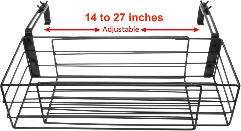 Adjustable Flower Pot Rack Holder Plant Stand - Expands 14"-27" to accomodate Multiple flowerpots, Hanger Hooks fit Almost Any Balcony, Fence or Deck Railing up to 6" Wide - Steel Black - Image 2