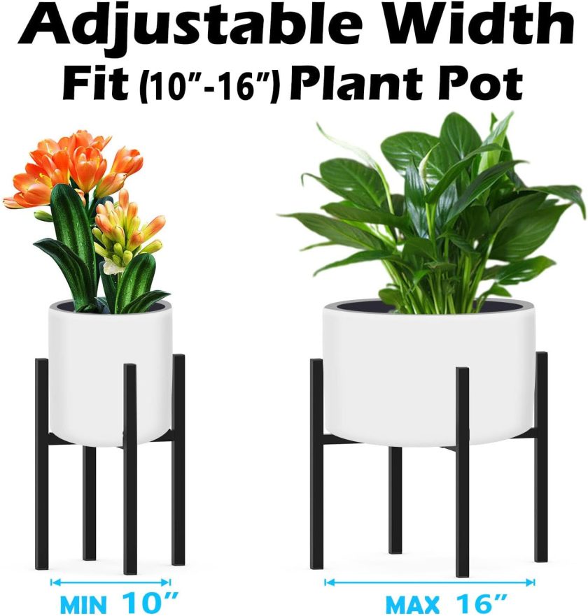 Heavy Plant Stand for 10"-16" Plant Pot, Plant Stand Indoor Outdoor Corner, Adjustable Metal Heavy Duty Plant Stand for Large Pot (Black 1 Pack) - Image 2